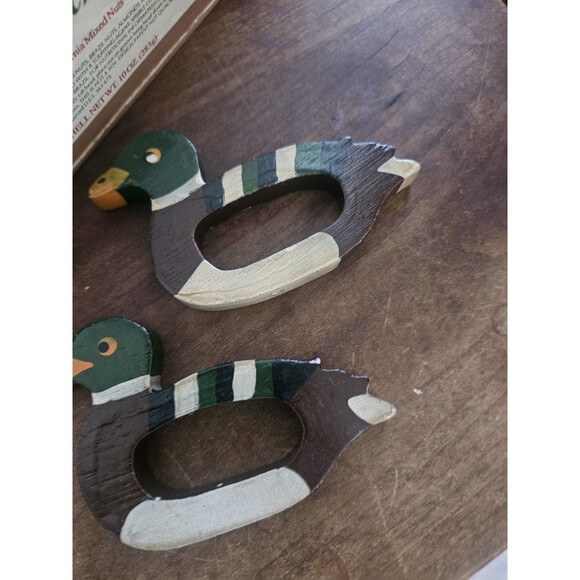 Mallard Nutcracker And Napkin Ring Lot Vintage Wood Carved - Picture 4 of 7